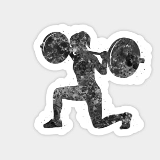 Weightlifter female black and white Sticker